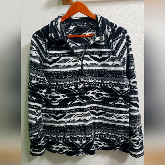 Eddie Bauer| 1/4 Zip Fleece Pullover Aztec Print Western Style Sweatshirt - Picture 1 of 4